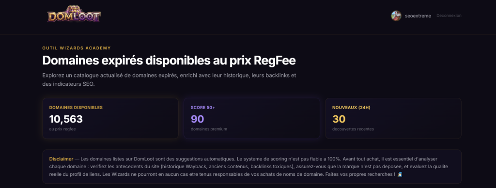 domloot outils spécial wizards academy